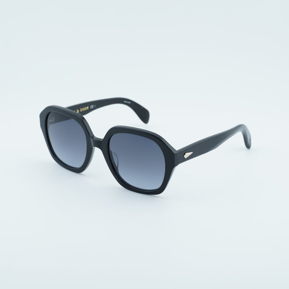 Rag & Bone RNB1063/S 0807 9O Sunglasses Black Square Frame, Grey Lenses